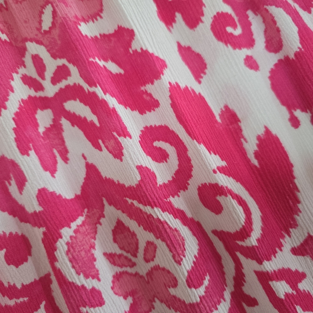 Breezy INC Blouson-Sleeve Garden Party Ladder Stitch Peasant Top Clear‎ Pink - Picture 5 of 7